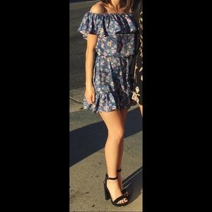 Kimchi Blue Floral Off-Shoulder Silky Dress
